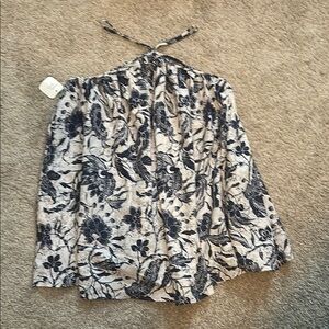 Floral boho dress blue and white